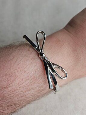 Kate Spade Silver Tone Bowtie Knot Cuff Bracelet 6.5 inches